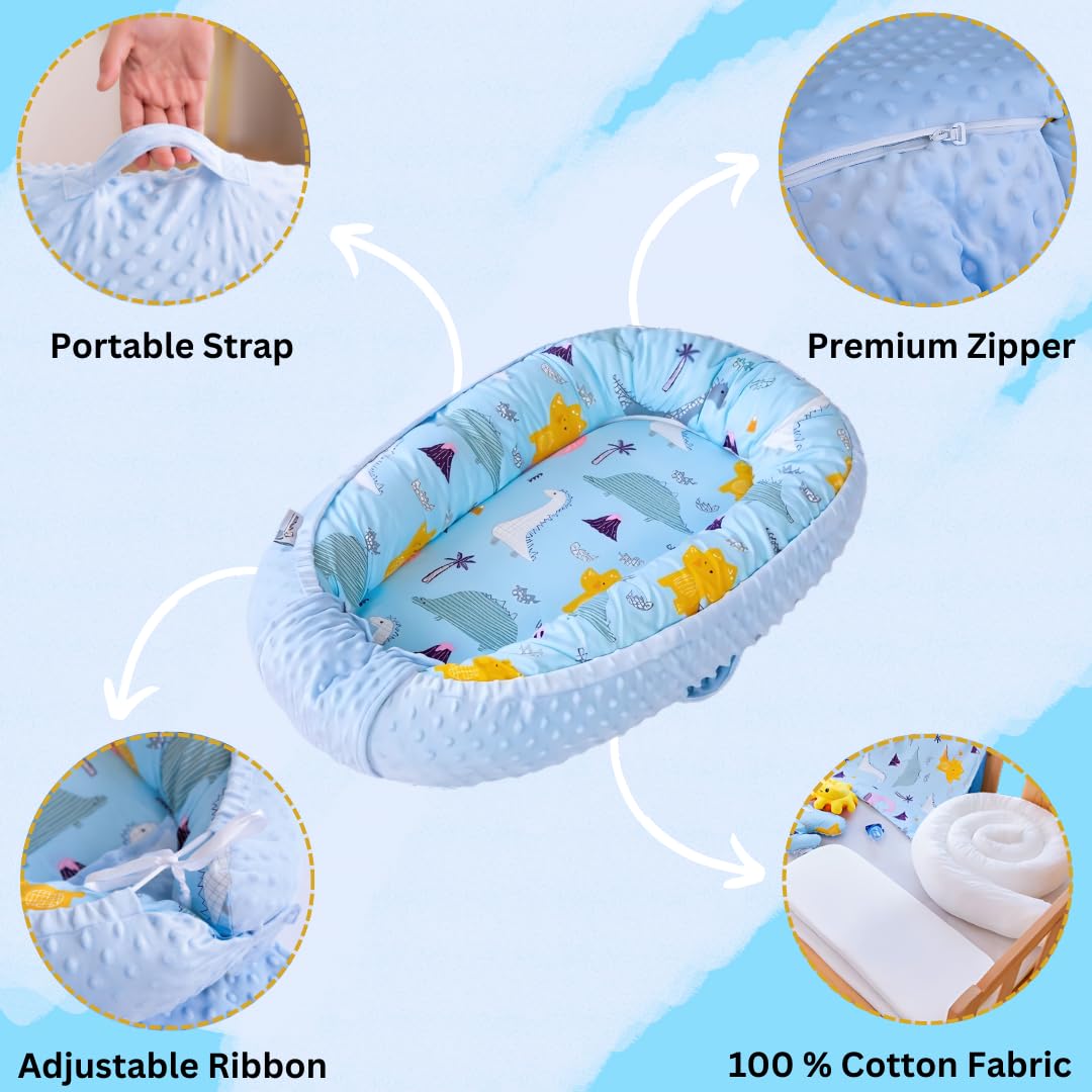Nova Nook Baby Lounger with Toy| Sleeping Bed for Newborn| Baby Nest Sleeper| Ultra-Soft Baby Snuggle| Lounger for Co-Sleeping| Cotton Breathable Baby Nest | Newborn Lounger for 0-12 Months|