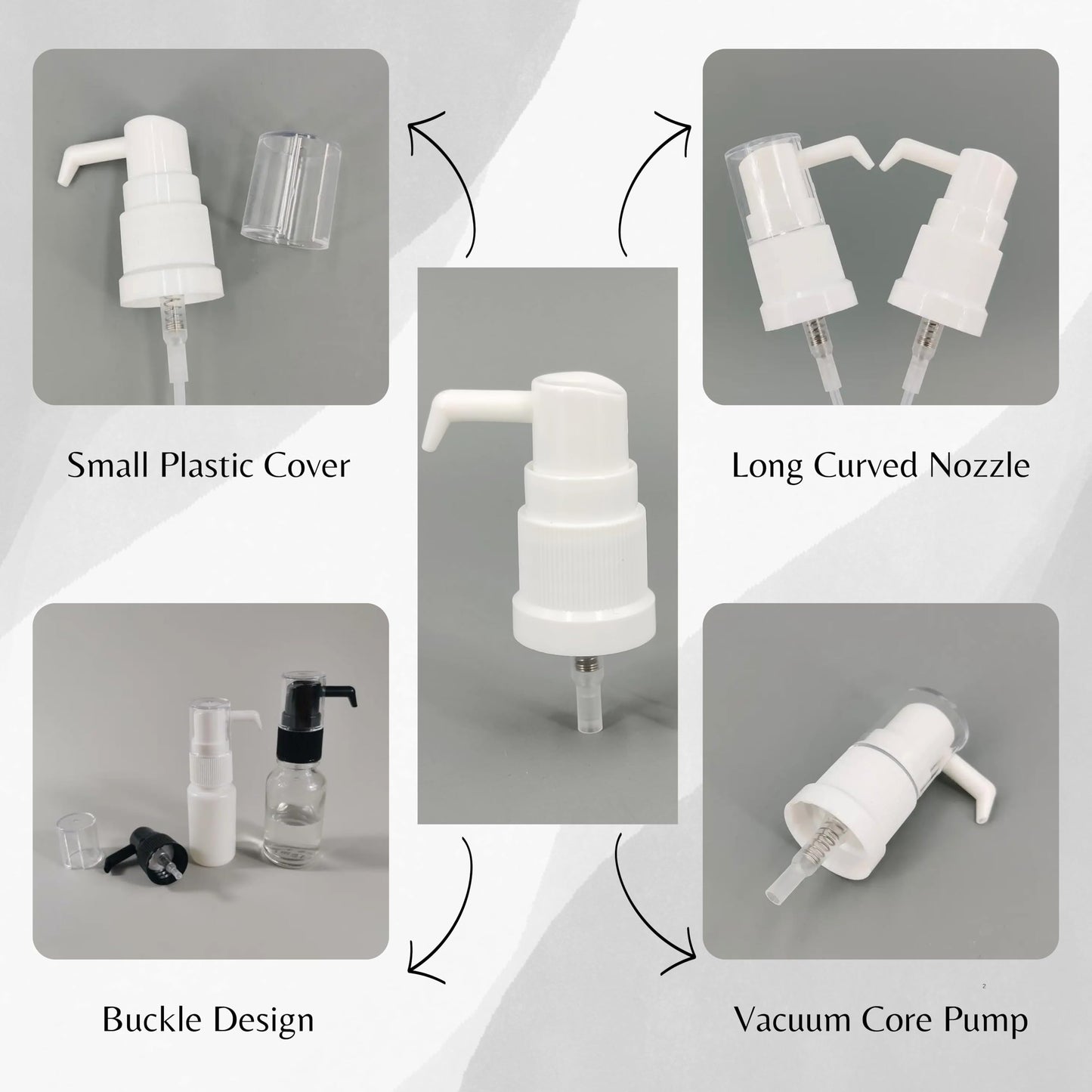 Lal Wonders White Long Nozzle Oral Pump | Fine Mist Spray Dispenser for Essential Oils, Water Based Applications | Versatile Oral Swivel Pump Top | Reuse Replacement Cap for 15ml Amber Bottles