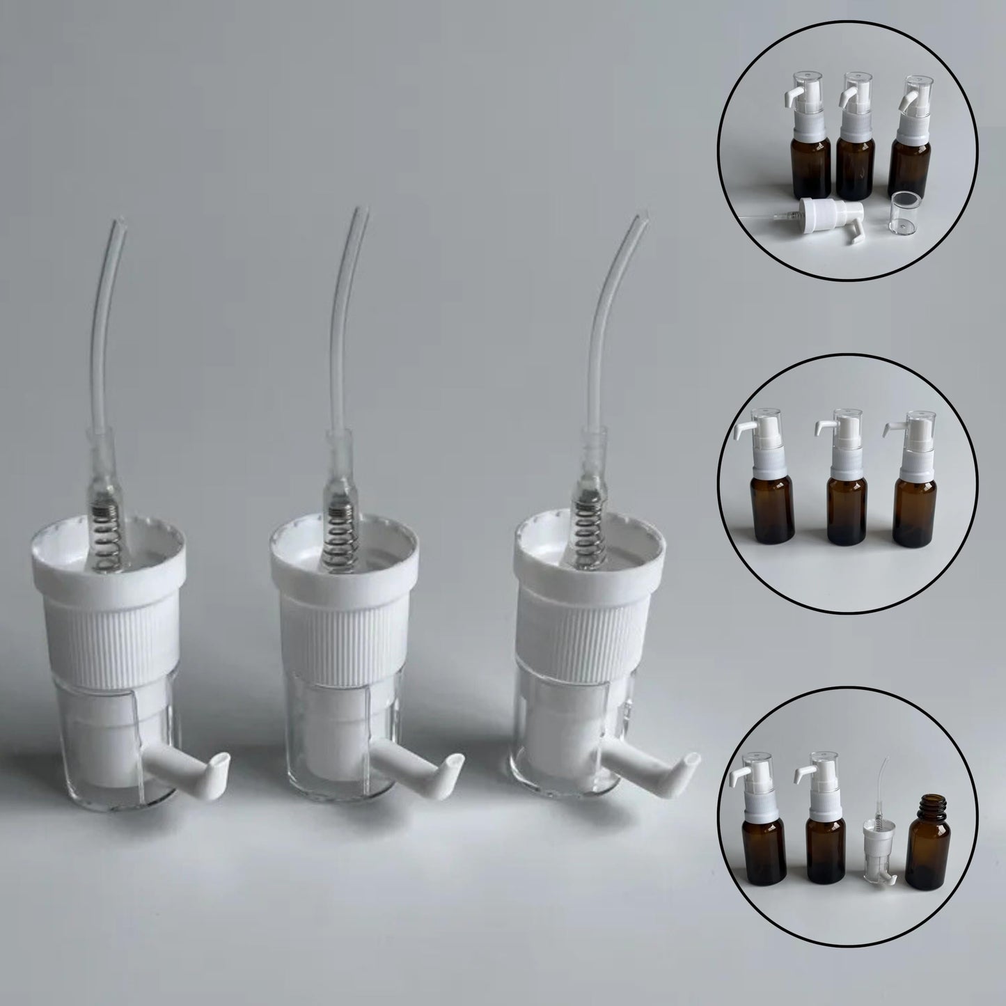 Lal Wonders White Long Nozzle Oral Pump | Fine Mist Spray Dispenser for Essential Oils, Water Based Applications | Versatile Oral Swivel Pump Top | Reuse Replacement Cap for 15ml Amber Bottles