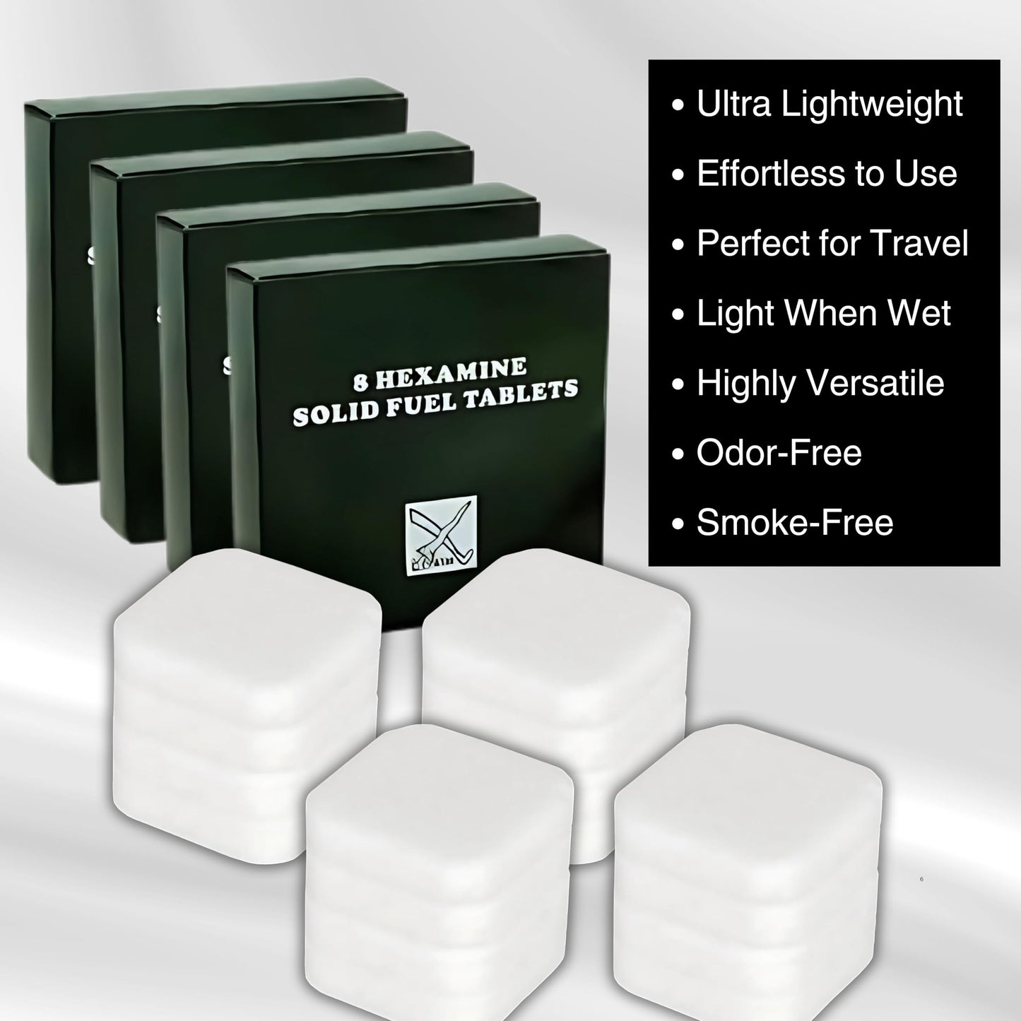 Lal Wonders Solid Fuel Tablets| Eco-Friendly Fire Starters for Fireplace, BBQ, Campfires, Grill & Wood Stove|1300-Degree Fuel Tablets |Fire Starter Cubes & Odorless Camping Accessories|8-Pack