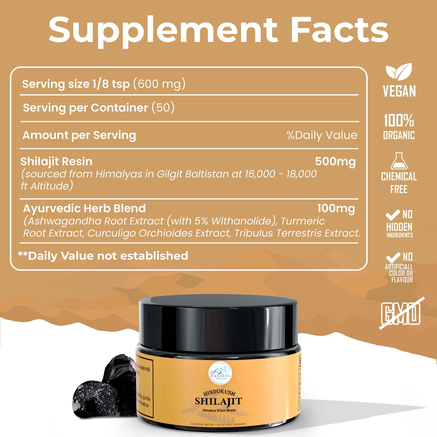 Shilajit Mineral Resin |100% Gold Grade Shilajit |Pure Supplement with Fulvic Acid & Trace Minerals for Immunity & Energy Support|30 Grams