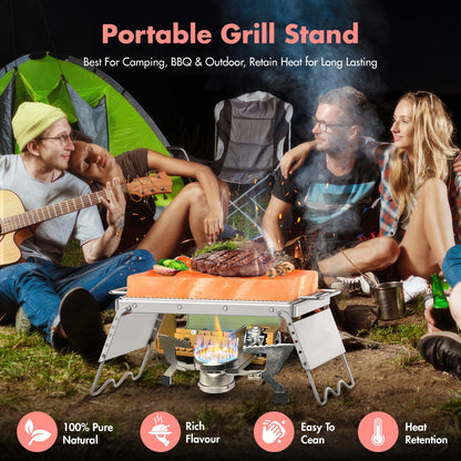 Lal Wonders Himalayan Salt Block For Grilling, Cooking, Cutting and Serving,12X8X1.5 Food Grade Himalayan Pink Salt Stone on Stainless Steel Stand with BBQ Plate, Unique Gifts for Men, Women, Chef, Cooks