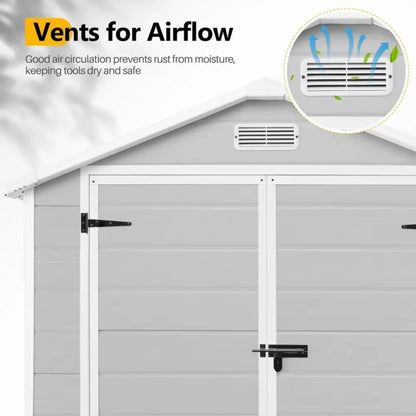 6x4 FT Plastic Outdoor Storage Shed, Resin Garden Tool Sheds & Outdoor Storage House with Single Lockable Door, Resin Shed for Patio Furniture, Backyard Garden Patio Lawn, Grey