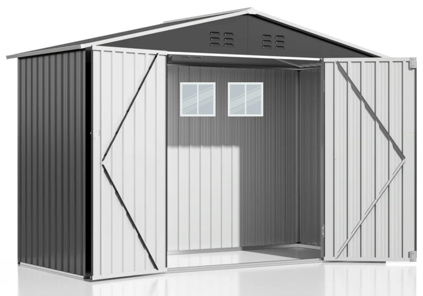 Lal Wonders 8x10FT,Outdoor Storage Shed with Floor,Plastic Shed with Floor for Garden Tool,Waterproof Outdoor Resin Shed,Lockable Doors for Patio,Yard,Lawn