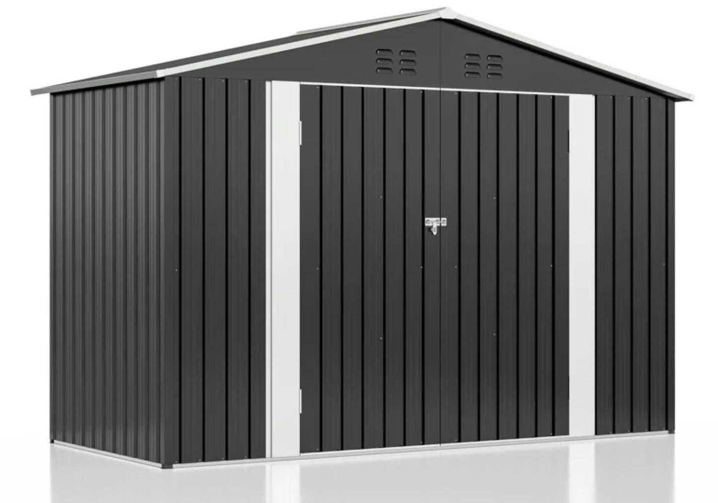 Lal Wonders 8x10FT,Outdoor Storage Shed with Floor,Plastic Shed with Floor for Garden Tool,Waterproof Outdoor Resin Shed,Lockable Doors for Patio,Yard,Lawn
