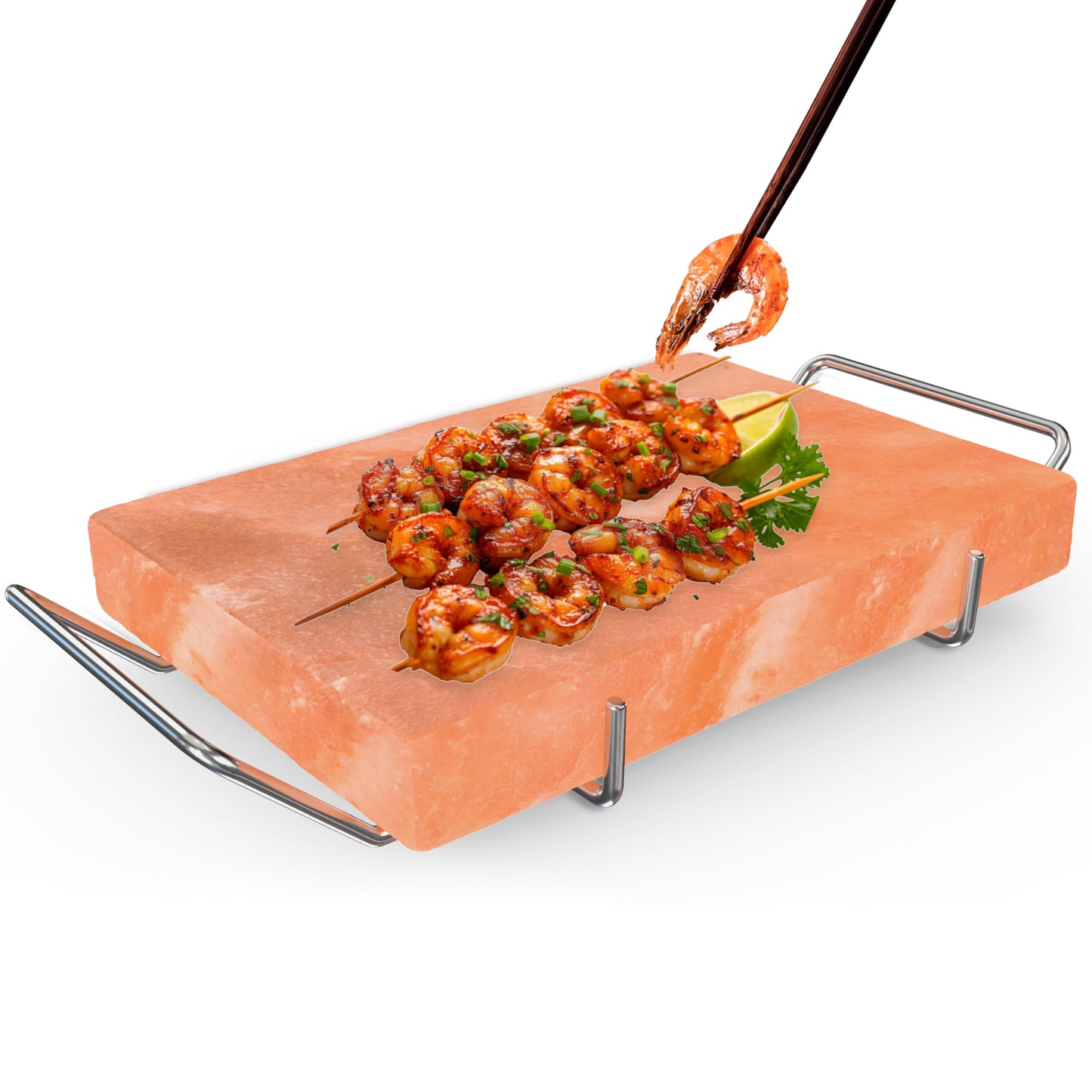 Lal Himalayan Salt Block Cooking Plate 12x8x1.5 for Cooking, Grilling, Cutting and Serving, Food Grade Rock Salt Stone with Steel Tray