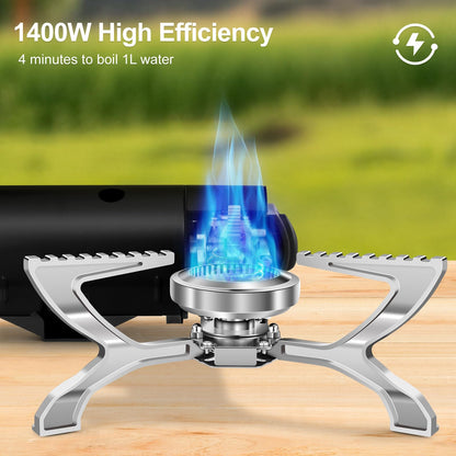 Lal Wonders Portable Camping Stove Propane 1400W Gas Stove Collapsible Backpacking Stove for Indoor Outdoor Cooking Hiking and Picnic