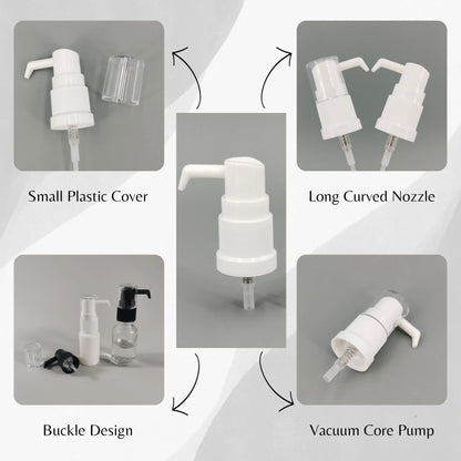 Lal Wonders White Long Nozzle Oral Pump | Fine Mist Spray Dispenser for Essential Oils, Water Based Applications | Versatile Oral Swivel Pump Top | Reuse Replacement Cap for 15ml Amber Bottles