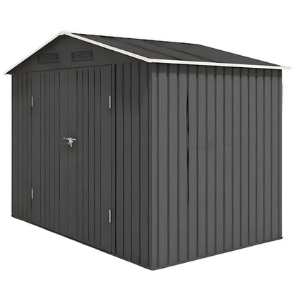 Lal Wonders 8x10FT,Outdoor Storage Shed with Floor,Plastic Shed with Floor for Garden Tool,Waterproof Outdoor Resin Shed,Lockable Doors for Patio,Yard,Lawn