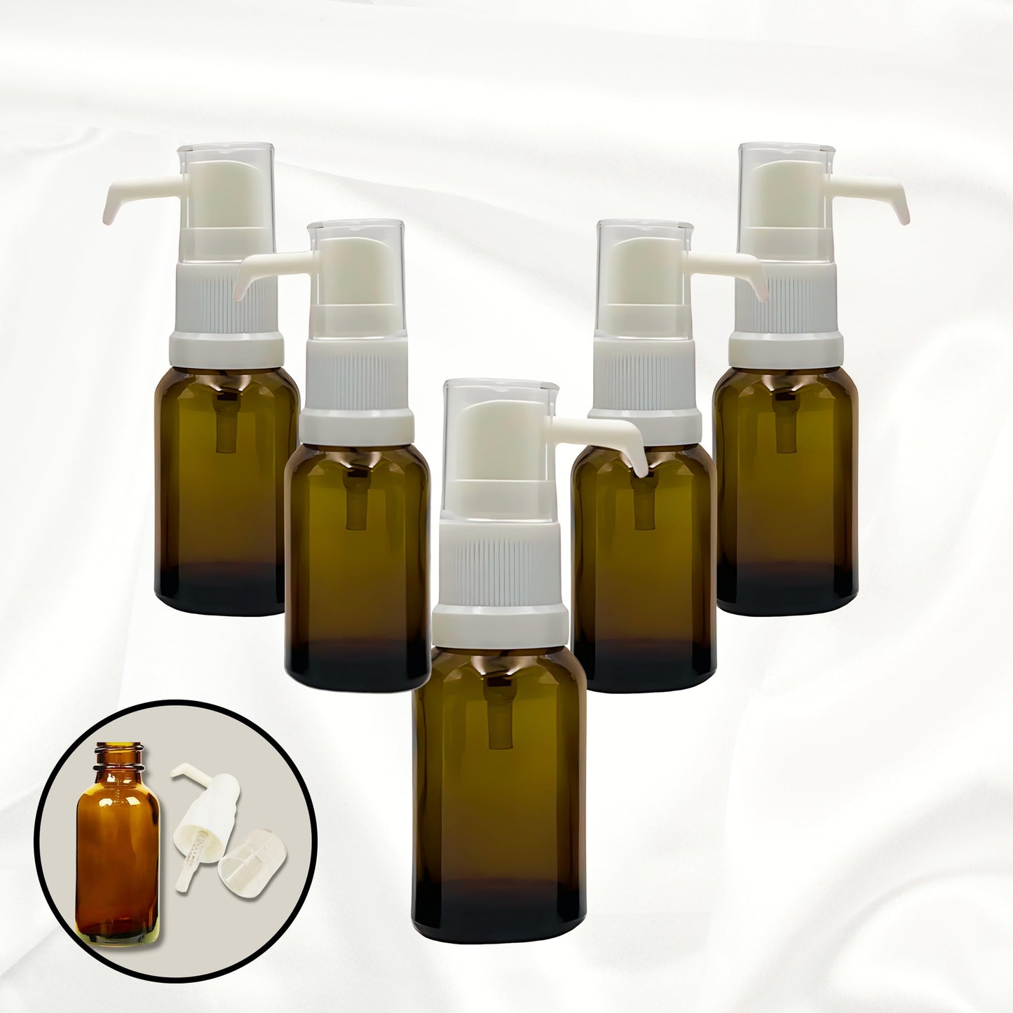 One Drop Amber Glass Empty Sprayer Bottles| White Nozzle Mist Sprayer with Cover for Oral, Nasal, & Ear|Refillable for Essential Oils, Colloidal Silver, Water Based Applications|15ml(1oz) 100-Pack