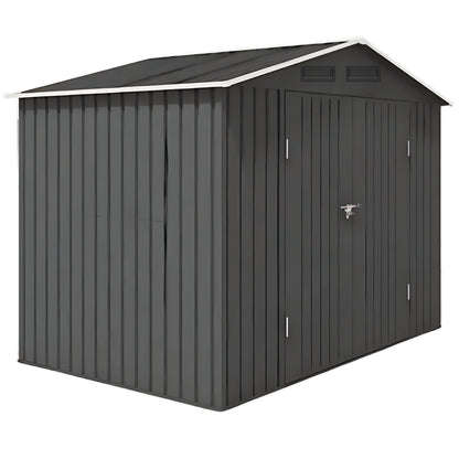 Lal Wonders 8x10FT,Outdoor Storage Shed with Floor,Plastic Shed with Floor for Garden Tool,Waterproof Outdoor Resin Shed,Lockable Doors for Patio,Yard,Lawn