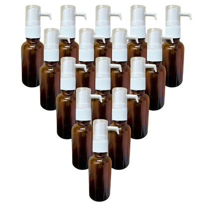 One Drop Amber Glass Empty Sprayer Bottles| White Nozzle Mist Sprayer with Cover for Oral, Nasal, & Ear|Refillable for Essential Oils, Colloidal Silver, Water Based Applications|15ml(1oz) 100-Pack