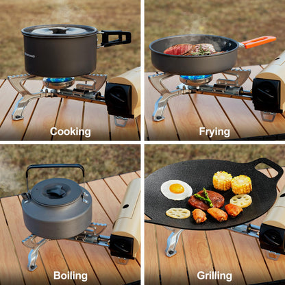 Lal Wonders Portable Camping Stove Propane 1400W Gas Stove Collapsible Backpacking Stove for Indoor Outdoor Cooking Hiking and Picnic