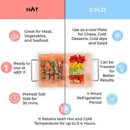 Lal Himalayan Salt Block Cooking Plate 12x8x1.5 for Cooking, Grilling, Cutting and Serving, Food Grade Rock Salt Stone with Steel Tray