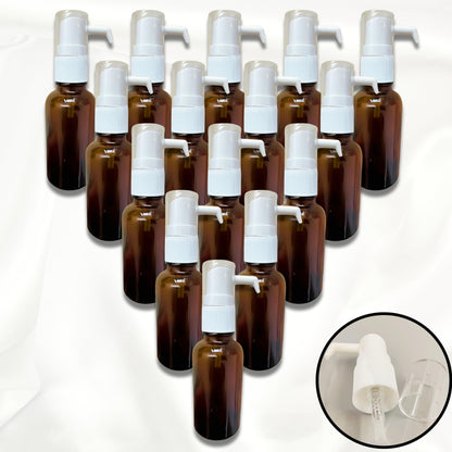 One Drop Amber Glass Empty Sprayer Bottles| White Nozzle Mist Sprayer with Cover for Oral, Nasal, & Ear| Refillable for Essential Oils, Colloidal Silver, Water Based Applications|15ml(1oz)10-Pack