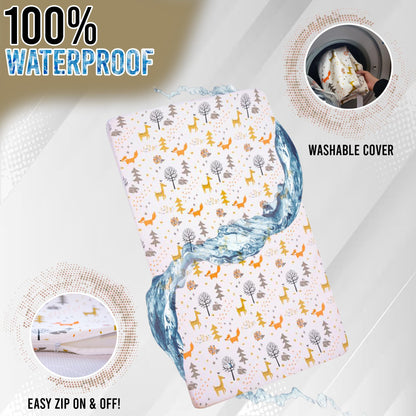 Nova Nook Pack and Play Mattress Pad with plush Toy| 38"x26"x1.5" Full Size Crib Bed Topper with Carry Bag & Hypoallergenic Cover