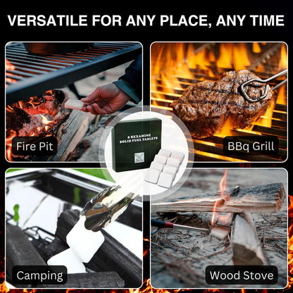 Lal Wonders Solid Fuel Tablets| Eco-Friendly Fire Starters for Fireplace, BBQ, Campfires, Grill & Wood Stove|1300-Degree Fuel Tablets |Fire Starter Cubes & Odorless Camping Accessories|8-Pack