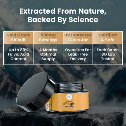 Shilajit Mineral Resin |100% Gold Grade Shilajit |Pure Supplement with Fulvic Acid & Trace Minerals for Immunity & Energy Support|30 Grams