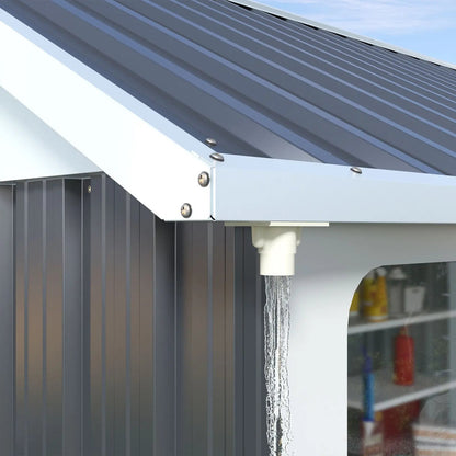 10 x 8 FT Storage Shed, Tool Shed Outdoor Storage with Window, Vents, and Stainless Steel Cores, for Lawnmowers/Bicycles/Pool Supplies, Grey (Metal)