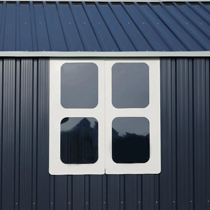10 x 8 FT Storage Shed, Tool Shed Outdoor Storage with Window, Vents, and Stainless Steel Cores, for Lawnmowers/Bicycles/Pool Supplies, Grey (Metal)