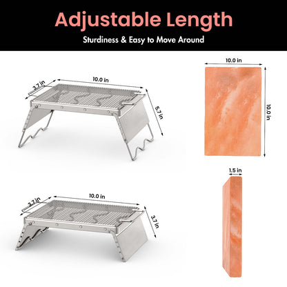 Lal Wonders Himalayan Salt Block For Grilling, Cooking, Cutting and Serving,12X8X1.5 Food Grade Himalayan Pink Salt Stone on Stainless Steel Stand with BBQ Plate, Unique Gifts for Men, Women, Chef, Cooks